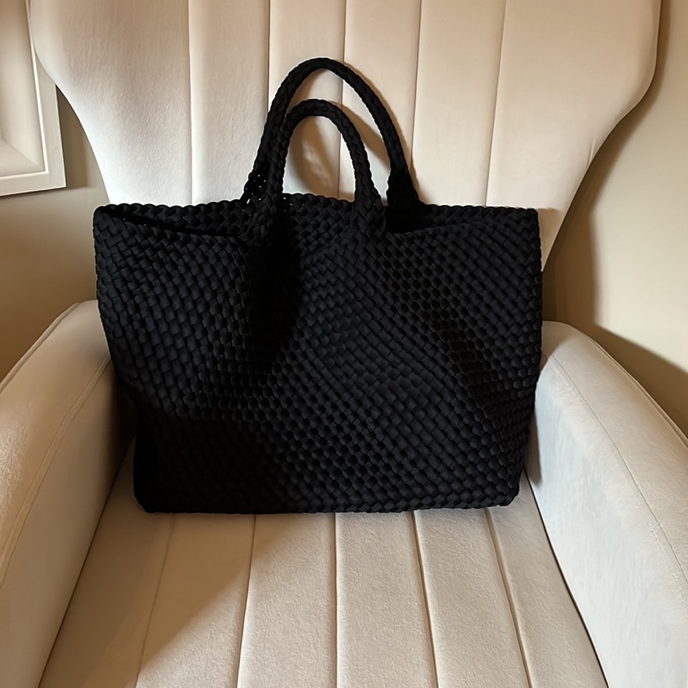 Naghedi Large Onxy (Black) St. Barth’s tote bag.